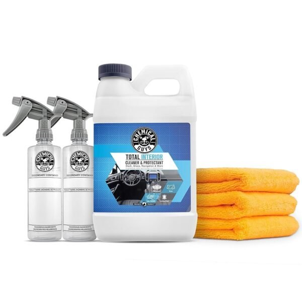Chemical Guys HOL414 Total Interior Cleaner and Protectant, Refill Kit With 2 Dilution Bottles & 3 Premium Microfiber Towels (Safe for Cars, Trucks, SUVs, Jeeps, Motorcycles,...