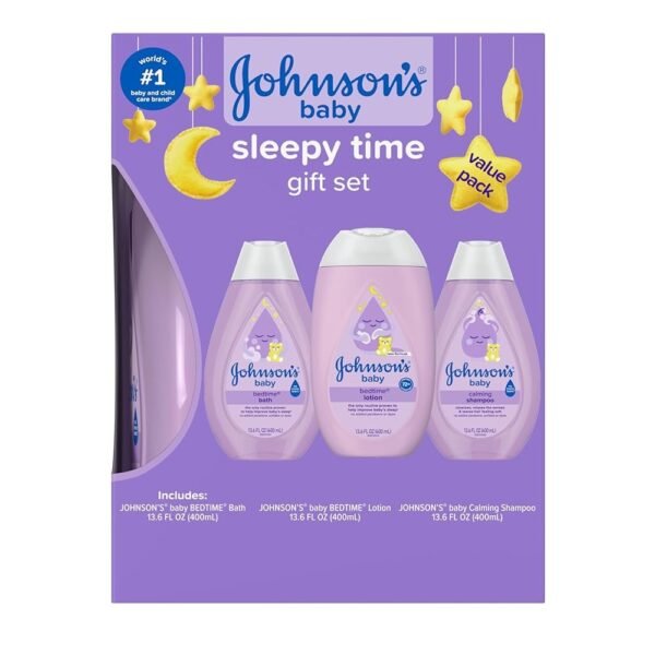 Johnson's Baby Sleepy Time Gift Set with Calming Bedtime Bath Wash, Lotion & Shampoo, Baby Bedtime Essentials with Relaxing NaturalCalm Aromas, Hypoallergenic & Paraben-Free, 3...